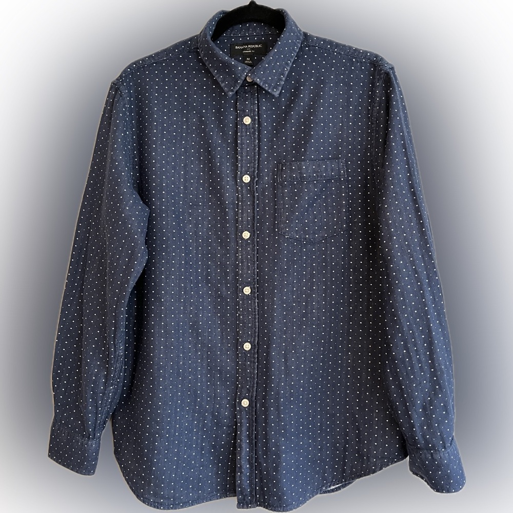 Banana Republic Standard Fit Mens Shirt Button Front Blue Lightweight Flannel M